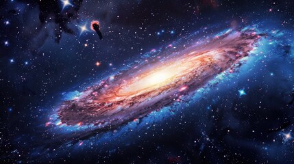 Fototapeta premium Beautiful spiral galaxy with stars and nebulae in outer space