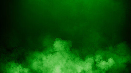 Abstract green fire smoke misty fog on isolated black background. Texture overlays. Design element.