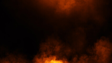 Abstract fire smoke misty fog on isolated black background. Texture overlays. Design element.