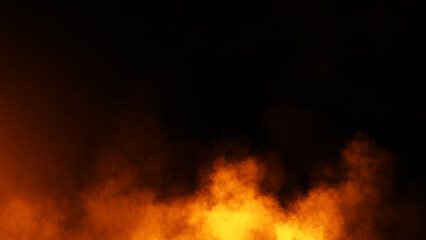 Abstract fire smoke misty fog on isolated black background. Texture overlays. Design element.