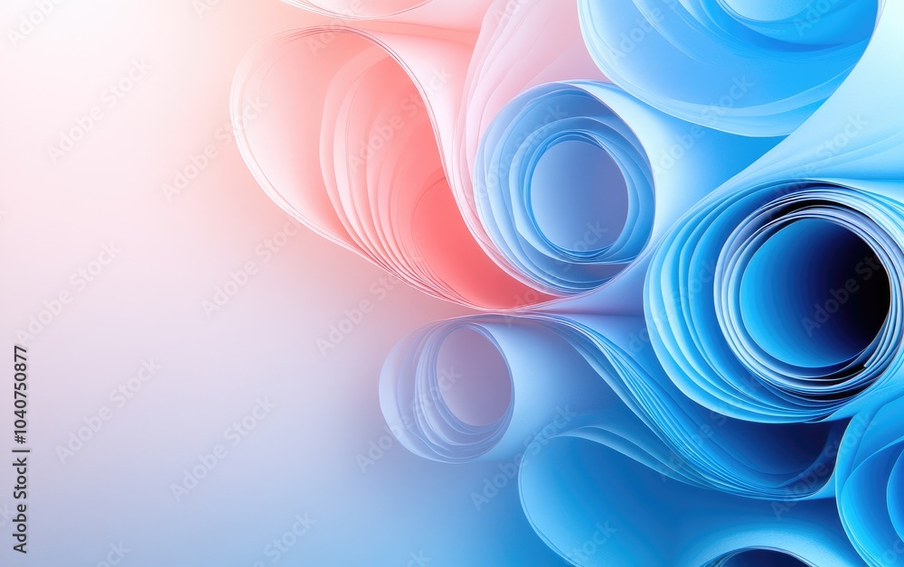 Aufkleber abstract design featuring flowing shapes in red and blue tones on a soft background.