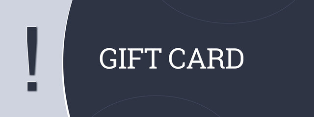 Gift Card. A blue banner illustration with white text.