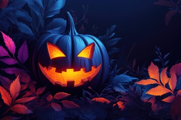 Vivid Halloween Pumpkin Display Against a Dark Backdrop