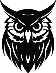 Obraz premium Black silhouette of owl head
