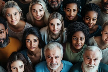 Obraz premium A diverse community gathering of individuals from various backgrounds and ages, showcasing unity and togetherness in a vibrant atmosphere