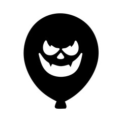 Balloon Icon with Halloween Theme Face Expression, Halloween Horror Balloon Illustration, Hand Drawn Halloween Balloon, Scary Face Horror Theme Balloon Icon
