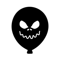 Balloon Icon with Halloween Theme Face Expression, Halloween Horror Balloon Illustration, Hand Drawn Halloween Balloon, Scary Face Horror Theme Balloon Icon
