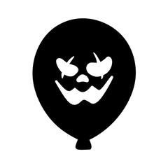 Balloon Icon with Halloween Theme Face Expression, Halloween Horror Balloon Illustration, Hand Drawn Halloween Balloon, Scary Face Horror Theme Balloon Icon