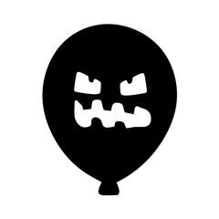 Balloon Icon with Strange Face Expression Halloween Theme, Halloween Horror Balloon Illustration, Hand Drawn Halloween Balloon, Scary Face Horror Theme Balloon Icon