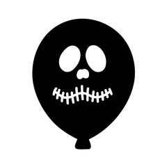 Balloon Icon with Halloween Theme Face Expression, Halloween Horror Balloon Illustration, Hand Drawn Halloween Balloon, Scary Face Horror Theme Balloon Icon