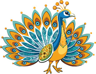  peacock fanning its tail white background