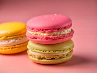 Fototapeta premium Colorful Macarons on a White Background