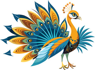  peacock fanning its tail white background