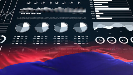 Armenia flag - Waving flag on report analytics data statement