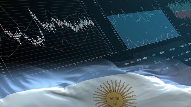 Argentina flag - Waving flag on report analytics data statement