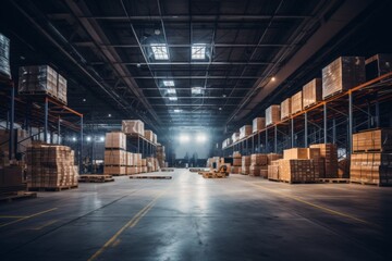 Fototapeta premium Interior of a large empty warehouse
