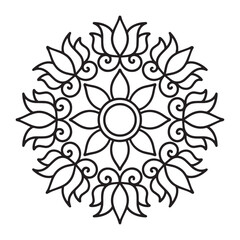 Circular pattern in form of mandala for Henna, Mehndi, tattoo, decoration. Decorative ornament in ethnic oriental style. Coloring book page. relax and meditation Concept for coloring flower mandala
