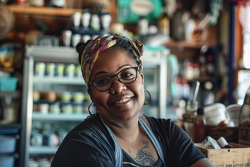 Obraz premium Portrait of a body positive female small business owner