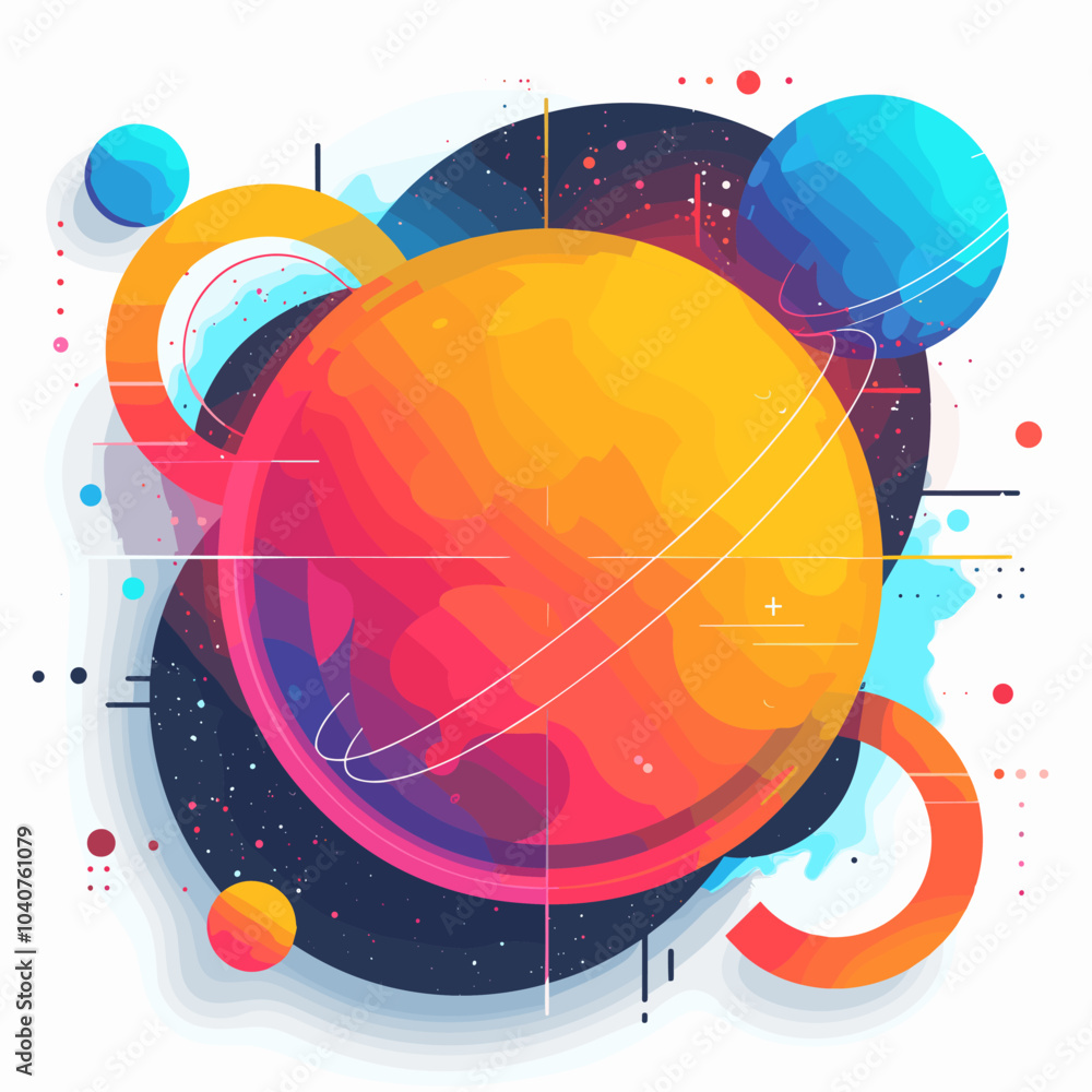 Poster abstract colorful background with planets and space. vector illustration for your design
