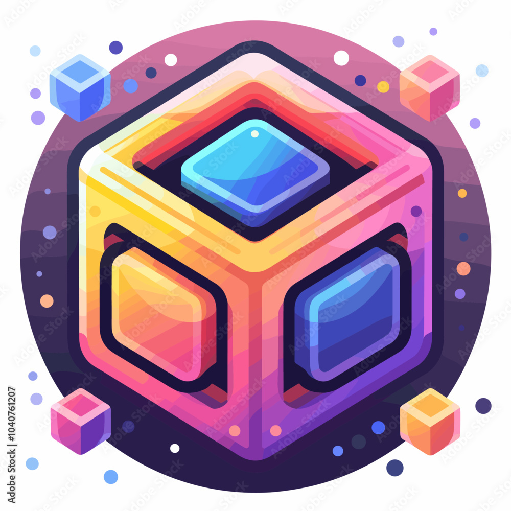 Poster isometric cube icon. vector illustration of 3d cube icon.