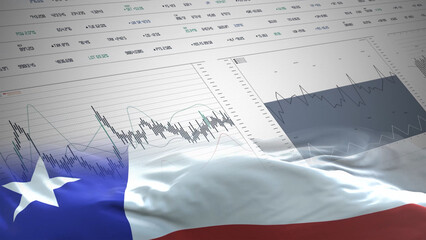 Chile flag - Waving flag on report analytics data statement