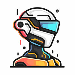 Naklejka premium Racing helmet icon in flat style. Vector illustration on white background.