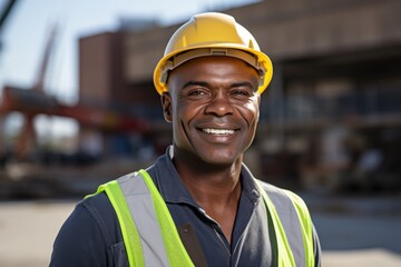 Smiling portrait of a middle aged businessman on construction site