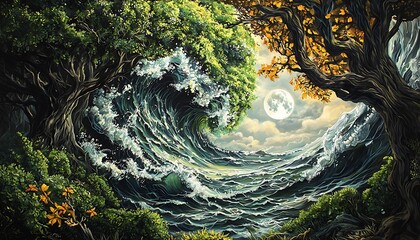 Artwork by natural elements, showcasing organic themes