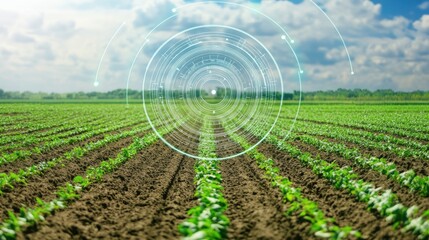 A futuristic AI-driven smart agriculture system for soil health monitoring, clean farm field with advanced sensors and data analytics for soil condition assessment, Soil Health style