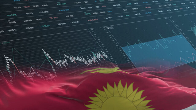 Kiribati flag - Waving flag on report analytics data statement - Powered by Adobe