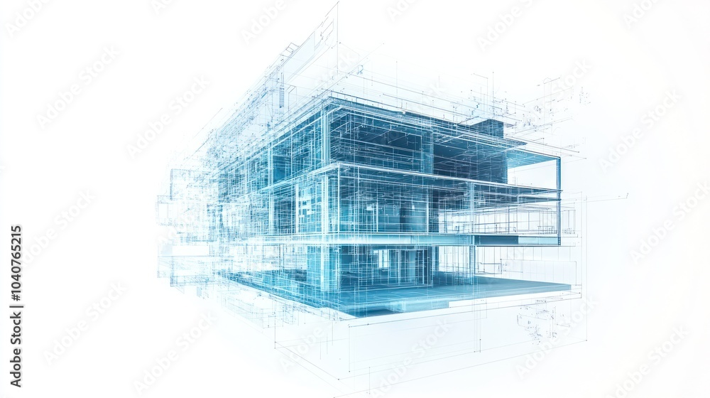 Poster 3d architectural rendering showcasing structural design concepts.