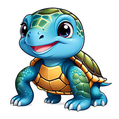 Fototapeta premium illustration of beautiful cute loving turtle on white background