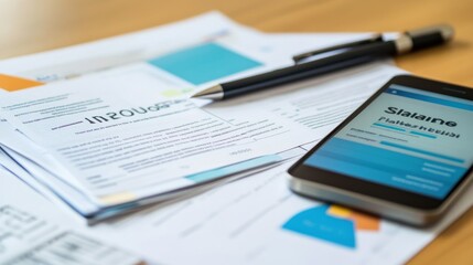 Smartphone on Financial Documents