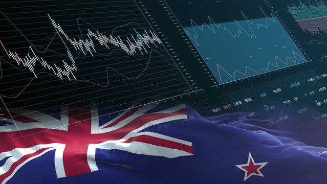 New Zealand flag - Waving flag on report analytics data statement