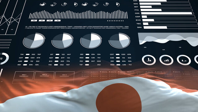 Niger flag - Waving flag on report analytics data statement - Powered by Adobe
