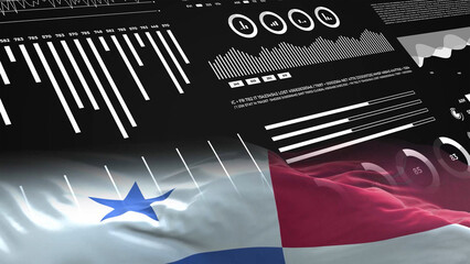 Panama flag - Waving flag on report analytics data statement