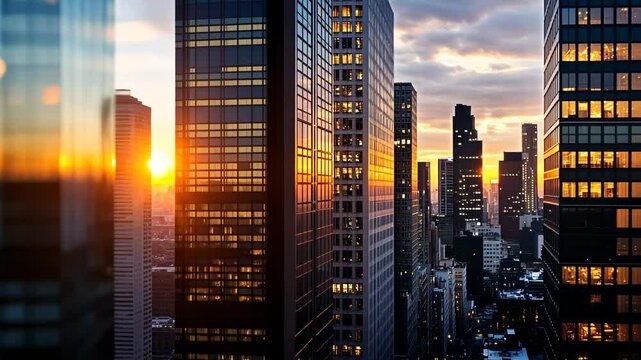 Sunset Over the City Skyline.