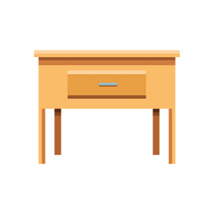 Vector Illustration of a Wooden Nightstand or Small Side Table with a Single Drawer for Home Furniture and Interior Design Concepts