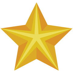 Vector image of a golden star icon with a white background