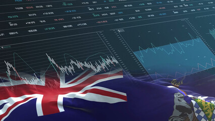 South Georgia and the South Sandwich Islands flag - Waving flag on report analytics data statement