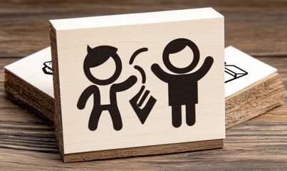 A couple holding hands, on a piece of wood - People