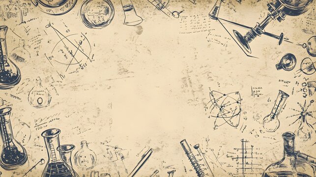 Hand-Drawn Vintage Chemistry Illustrations and Handwritten Notes on Parchment Paper