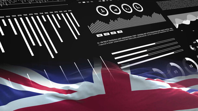 United Kigdom flag - Waving flag on report analytics data statement