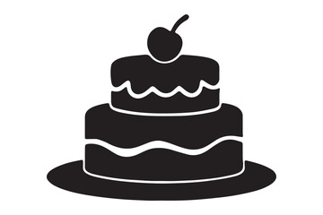 Cake icon. Birthday Cake illustration doodle sketch isolated on a white background