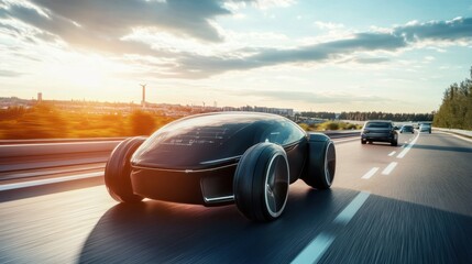 Obraz premium A futuristic self-driving car dashboard with digital displays and minimalistic design, sleek and modern interior, Automotive technology style