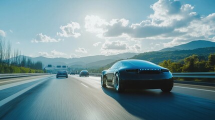 Obraz premium A futuristic self-driving car dashboard with digital displays and minimalistic design, sleek and modern interior, Automotive technology style