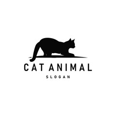 simple black silhouette design pet cat logo animal care template illustration