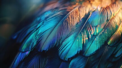 Obraz premium Close-Up of Iridescent Peacock Feathers