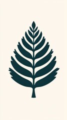 Fototapeta premium Dark green leaf-like geometric illustration on white background