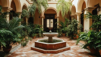 Naklejka premium Serene Mediterranean Villa with Terracotta Details